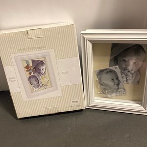 Fetco White Shadowbox memory box 6x8 photos fabric backing new